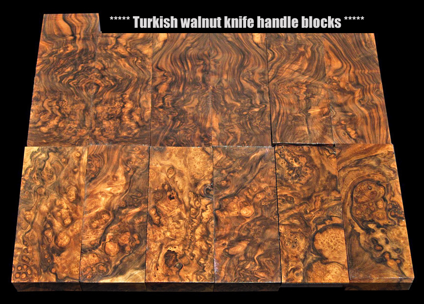 *** Burl Turkish walnut knife handle blocks ***