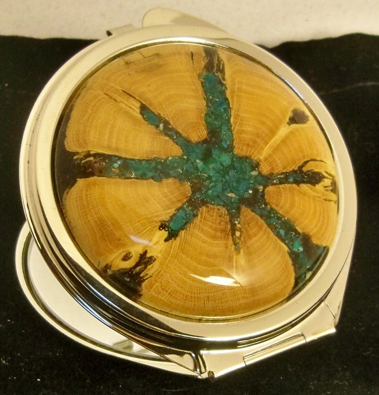 Cholla Cactus Compact Mirror with Turquoise