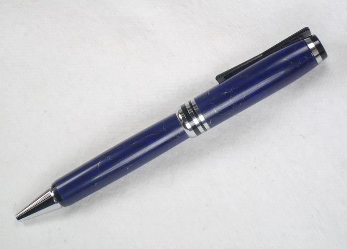 Chrome Bowtie pen in Lapis Lazuli TruStone