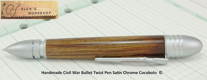 Civil War Pen in Satin Chrome and Cocobolo