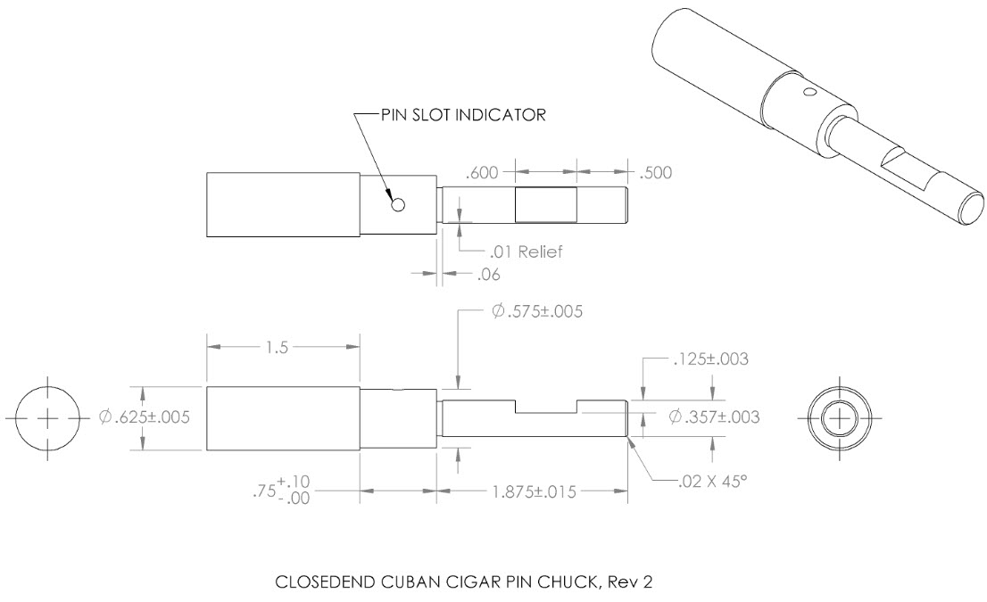 Closed end Cuban Cigar Pen, custom pin chuck