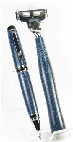 Cobalt Blue Corian -- Cigar Pen & Mach III razor for Canadian Peacekeepers