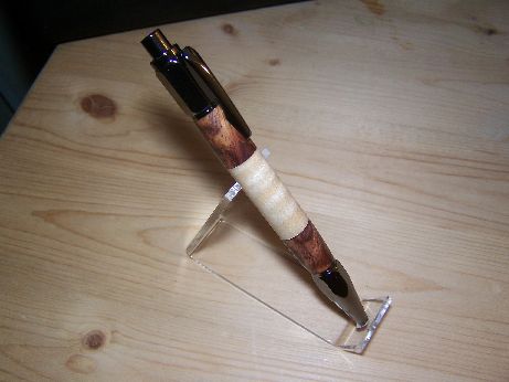 Cocobolo Burl and Curly Maple Vertex Pen