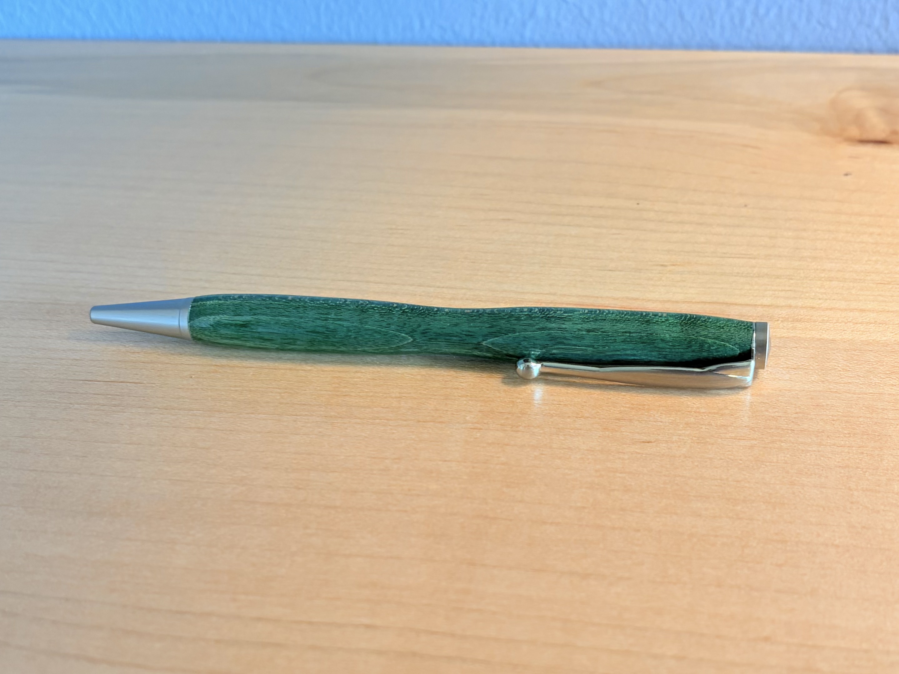 Curly Maple (dyed green) Single Barrel Slimline
