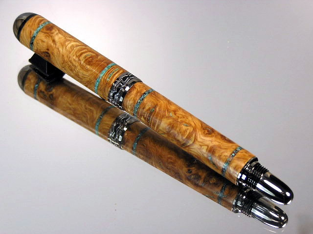 English Oak Burl with Crushed Sleeping Beauty Inlay!