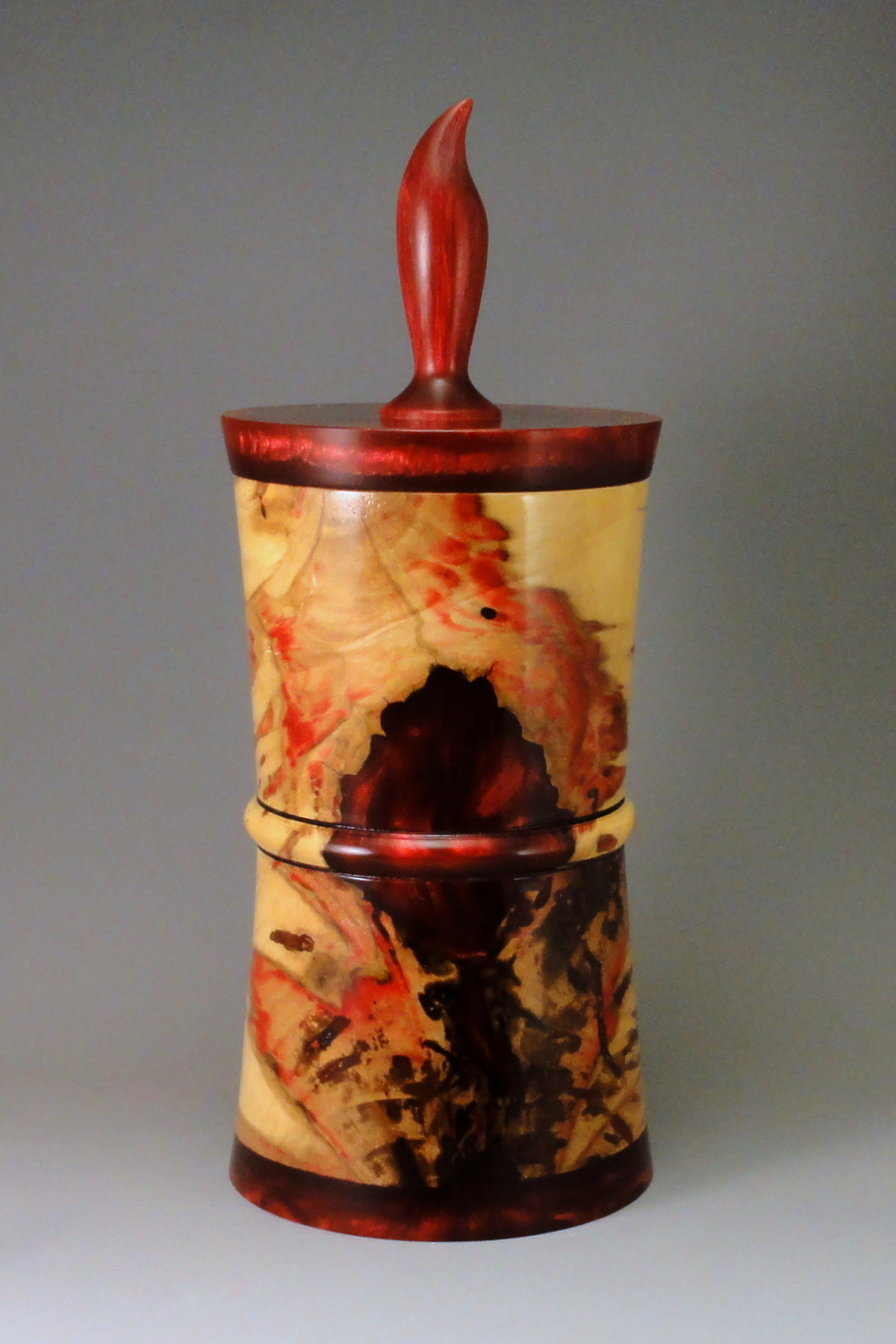 Flame box elder and resin lidded box