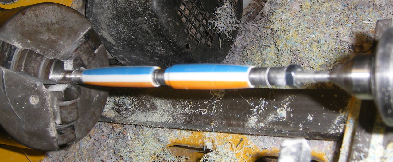 Geocaching pen on the lathe