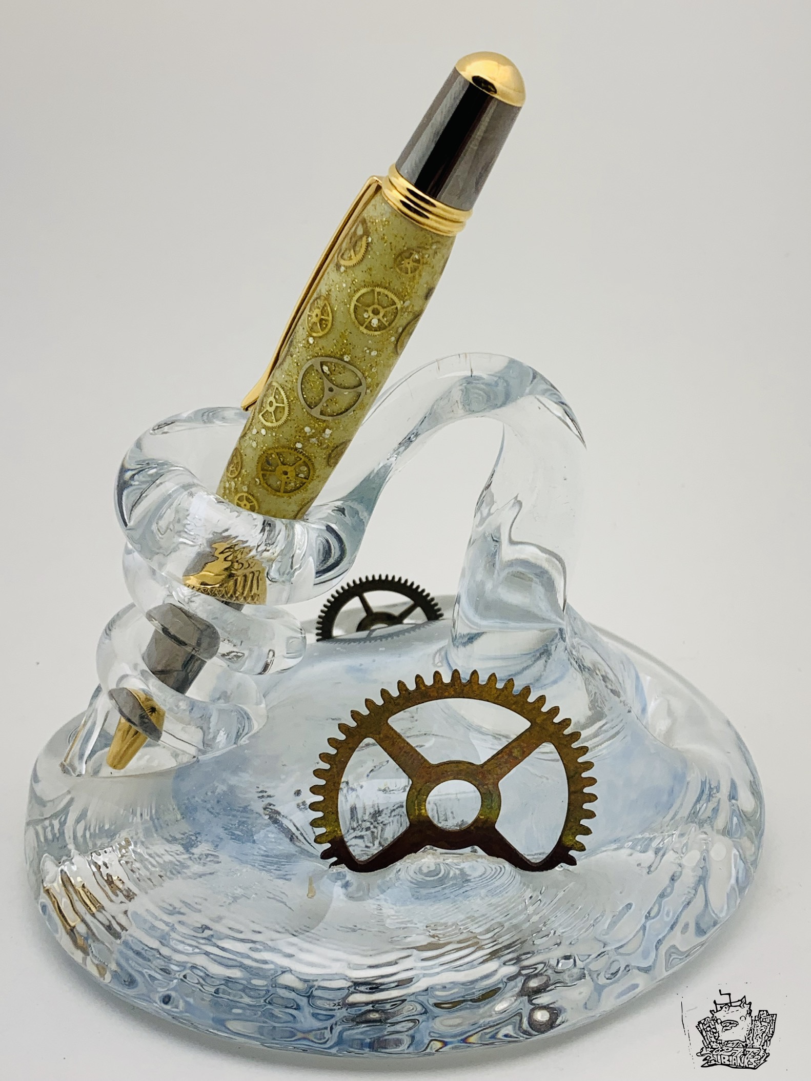 Glow-Gear Pen & Steampunk Glass Holder.