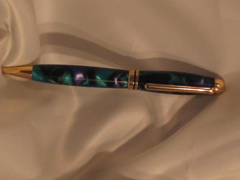 Green Black & Purple Acrylic Pen