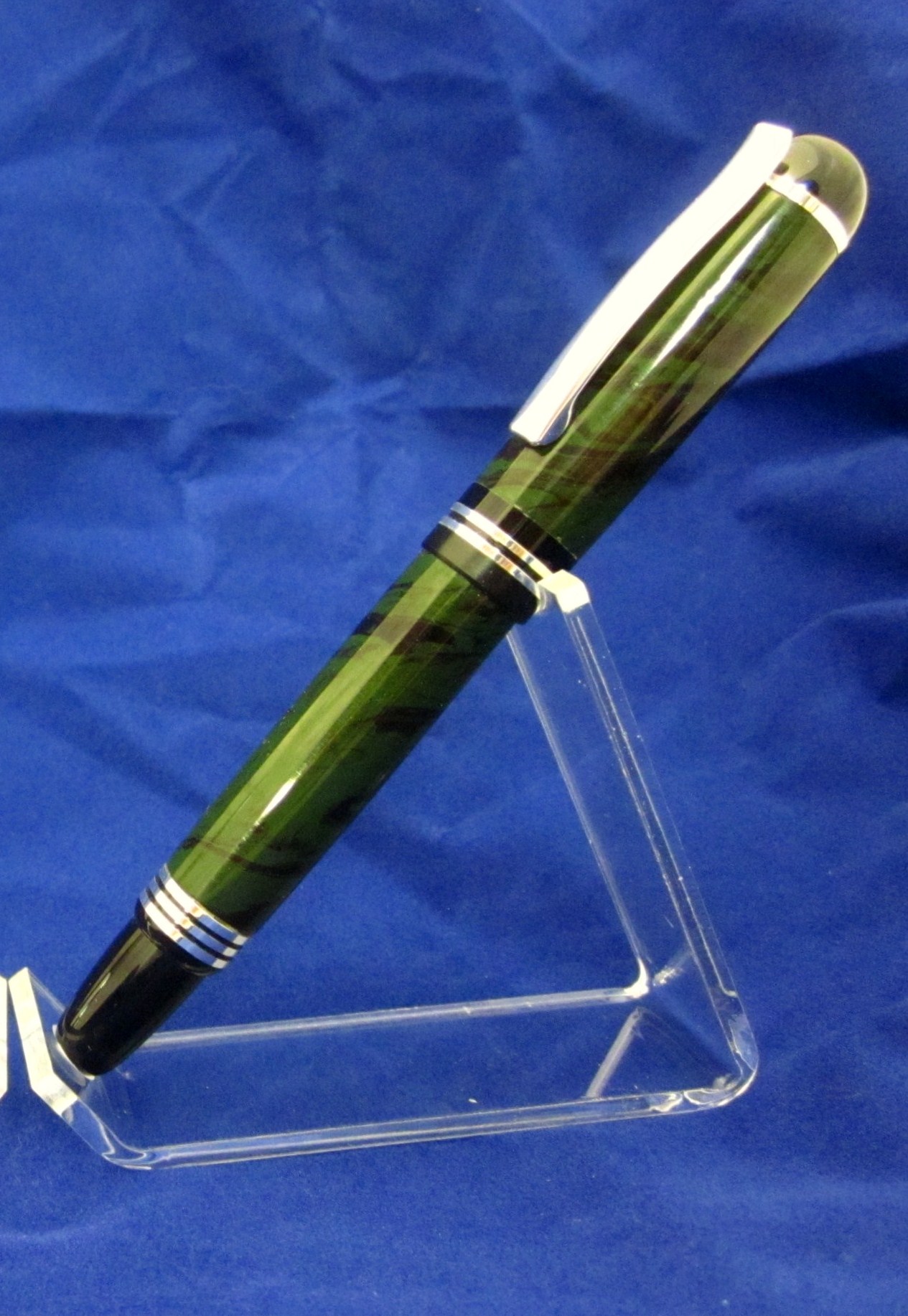 Green Swirl Ebonite on Sterling Silver Churchill