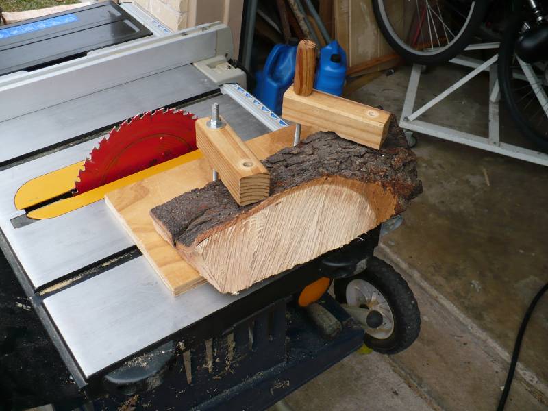 Jig with wood to be cut