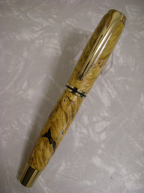 Jr Gent Titanium Rollerball in Yellow Box Elder Burl