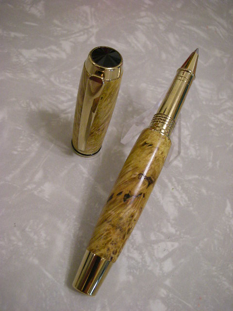 Jr Gent Titanium Rollerball in Yellow Box Elder Burl