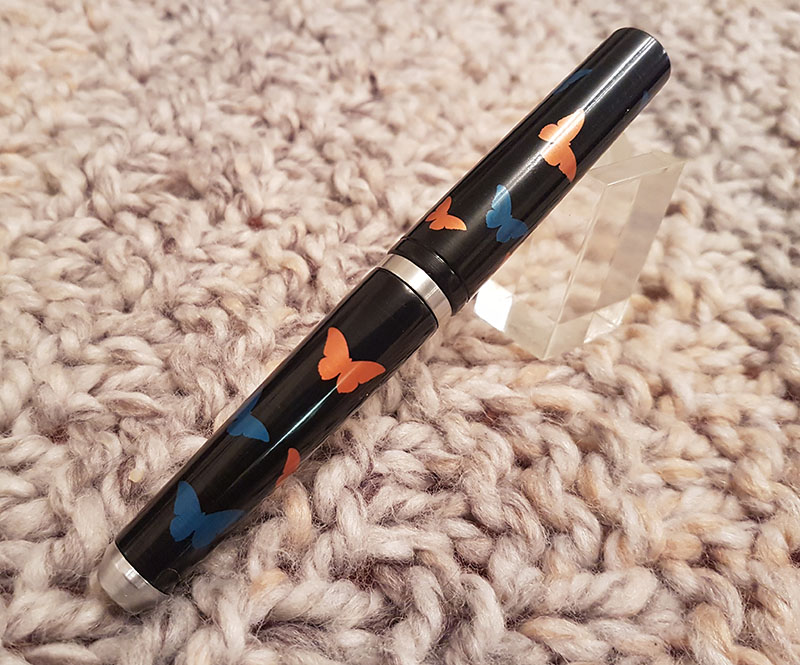 Kitless, anodised in three colours, butterfly fountain pen.