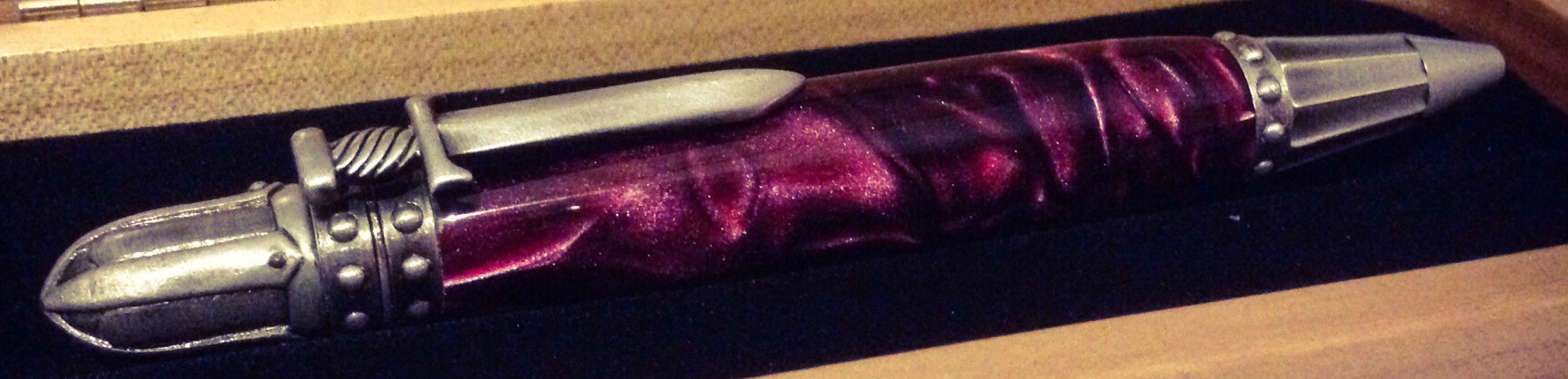 Knights Armor twist pen in Amethyst purple silk acrylic