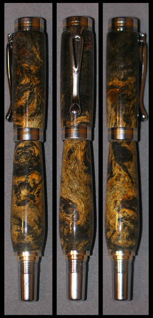 Kojent RB - Dual Dyed Stabilized Buckeye Burl - Black/Yellow