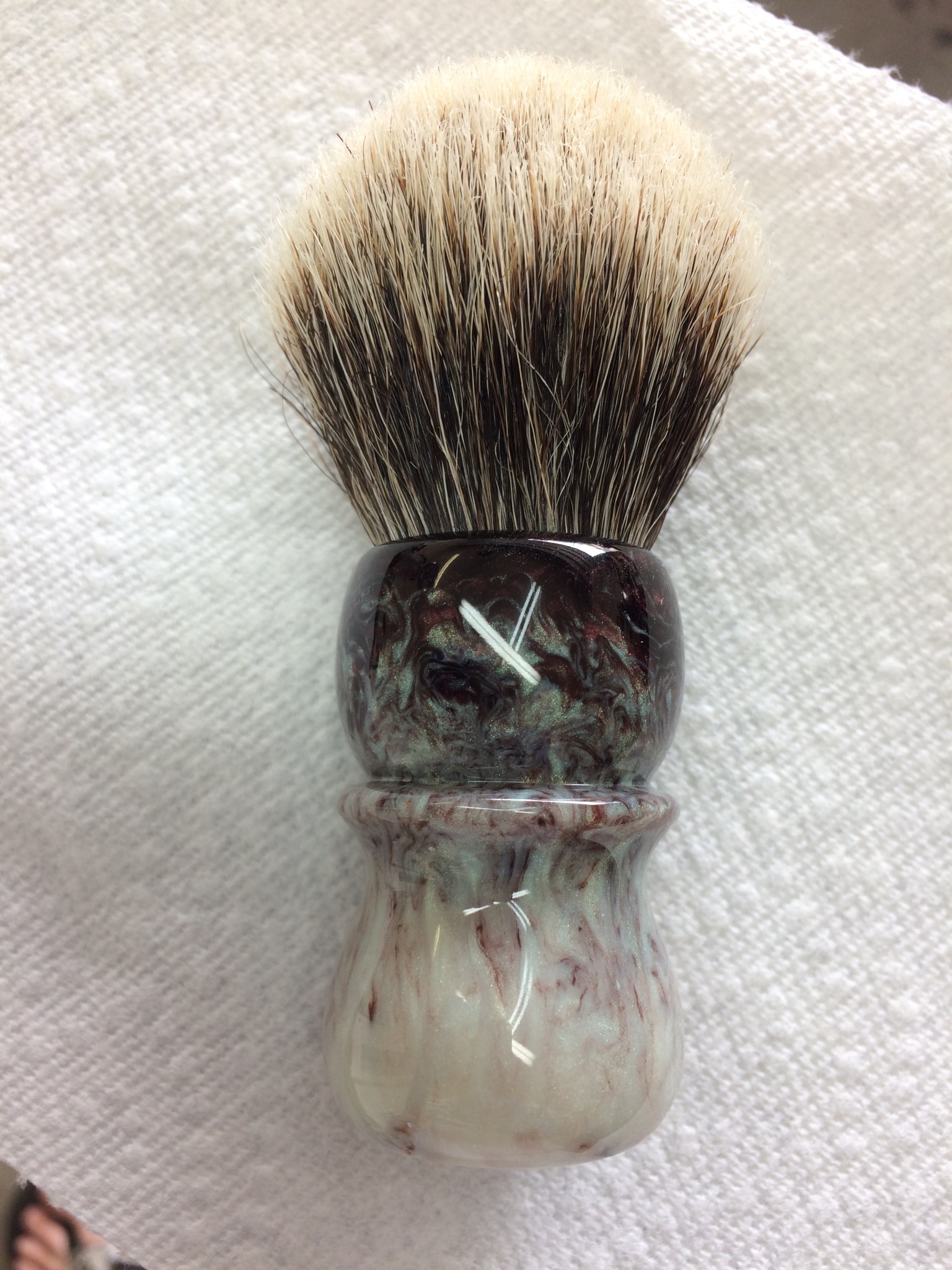 Light green & dark purple shaving brush