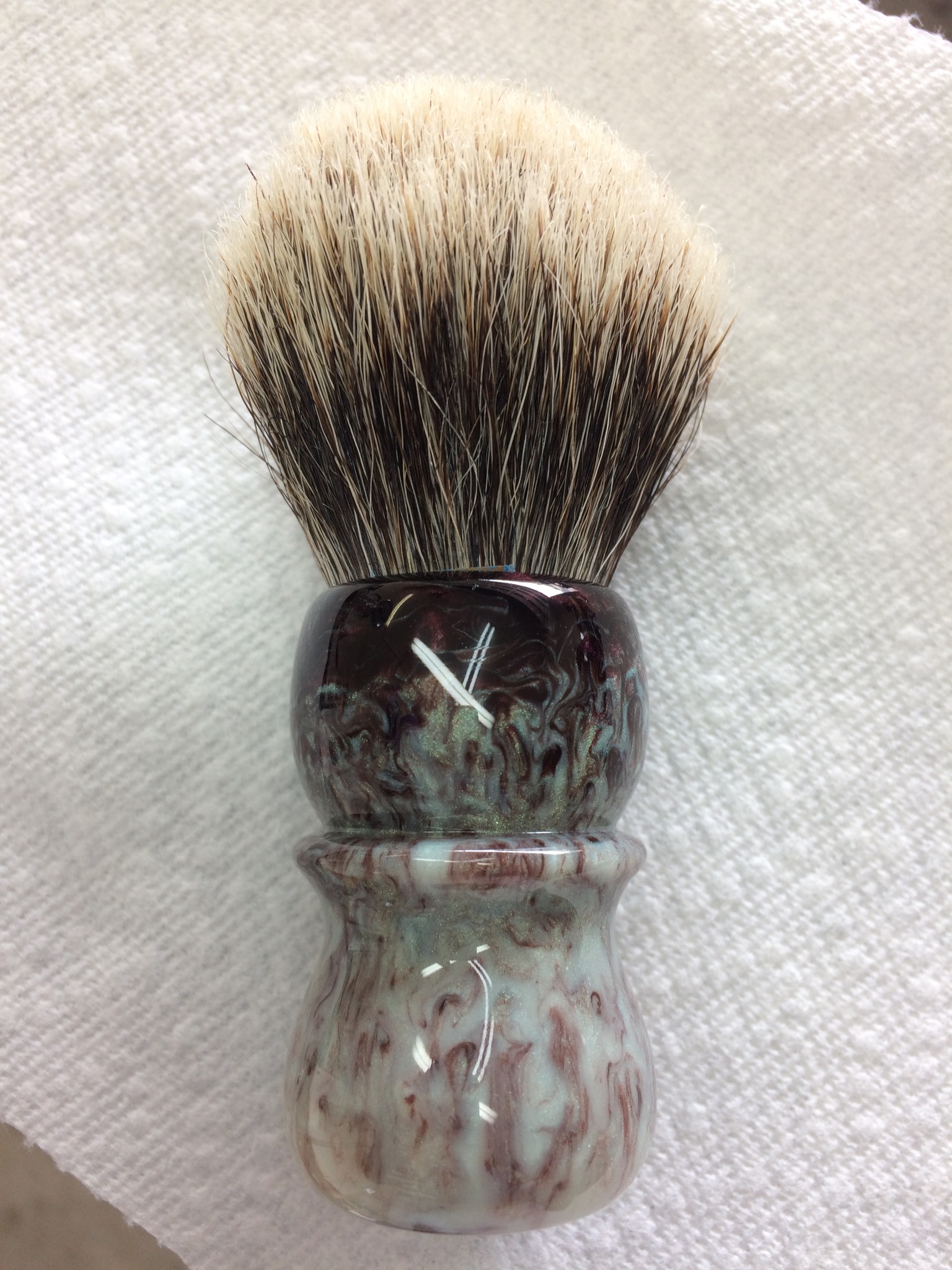 Light green & dark purple shaving brush