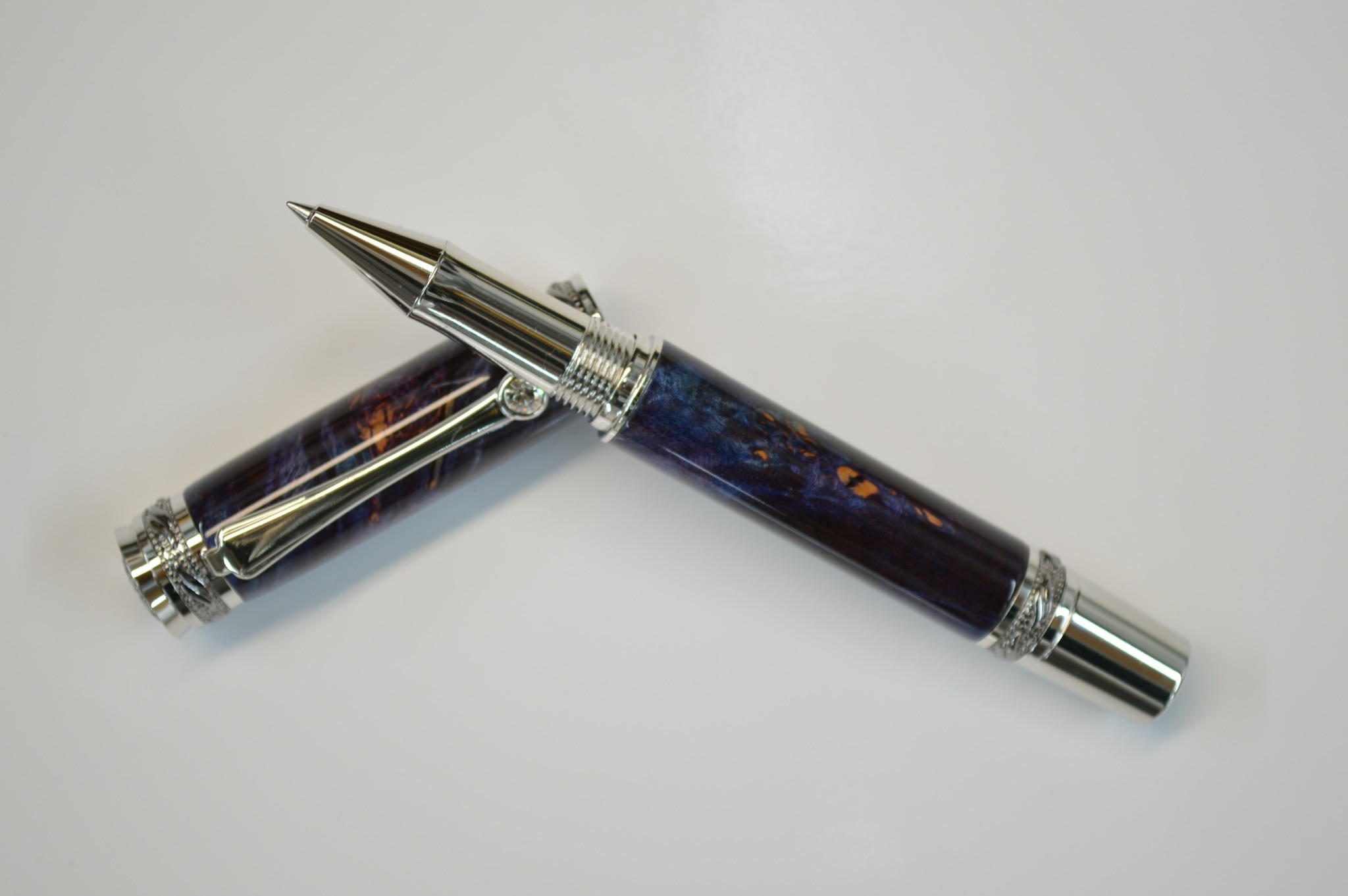 Majestic double dyed blue Maple Burl open