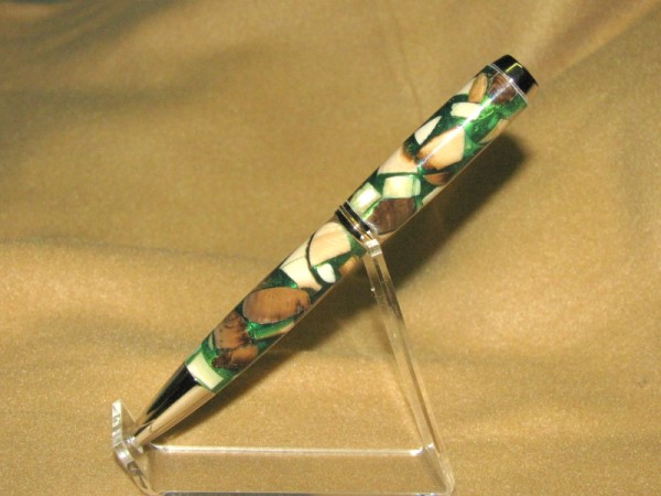 Mammoth ivory with green resin