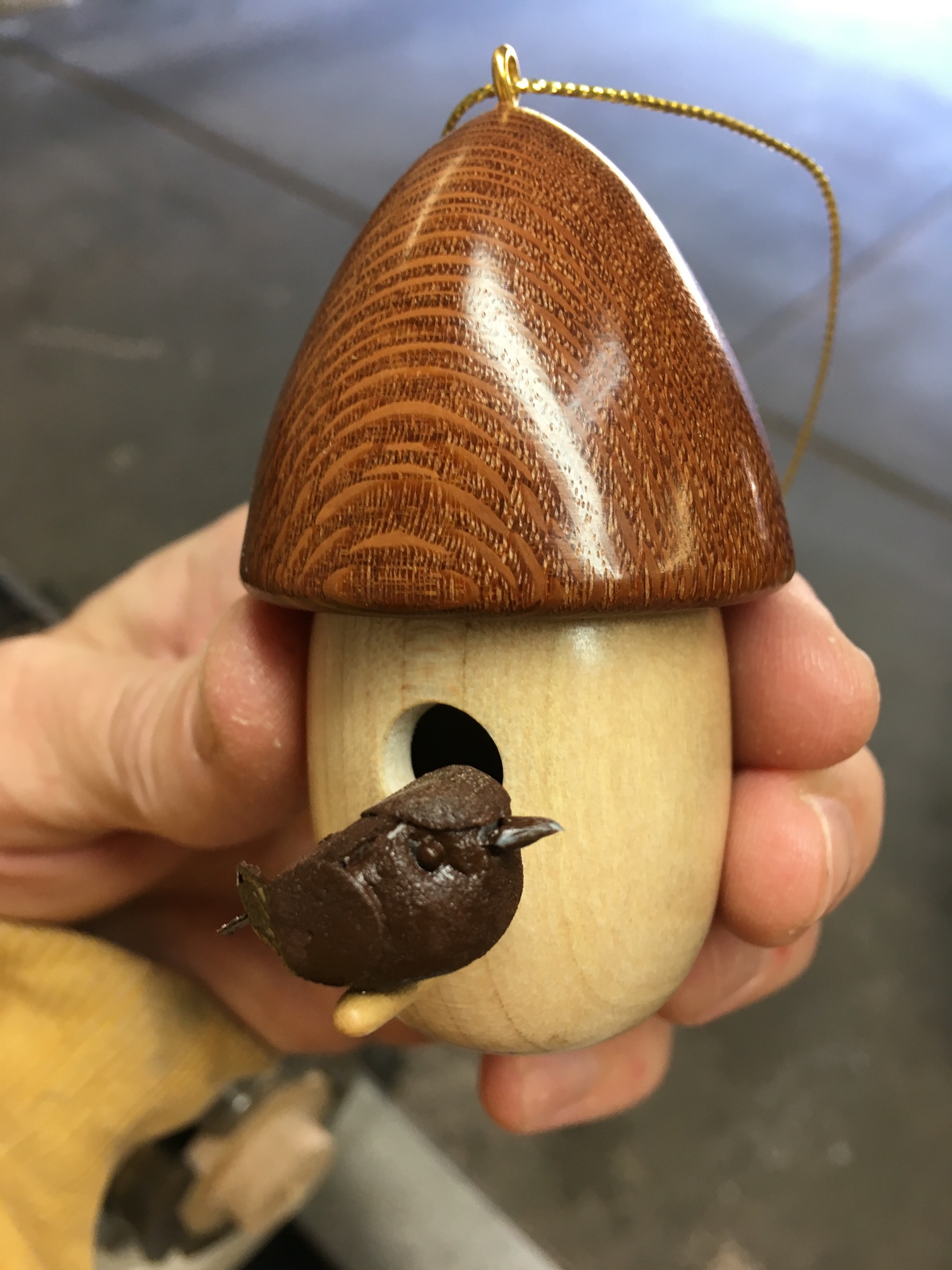 Maple/Leopardwood birdhouse ornament