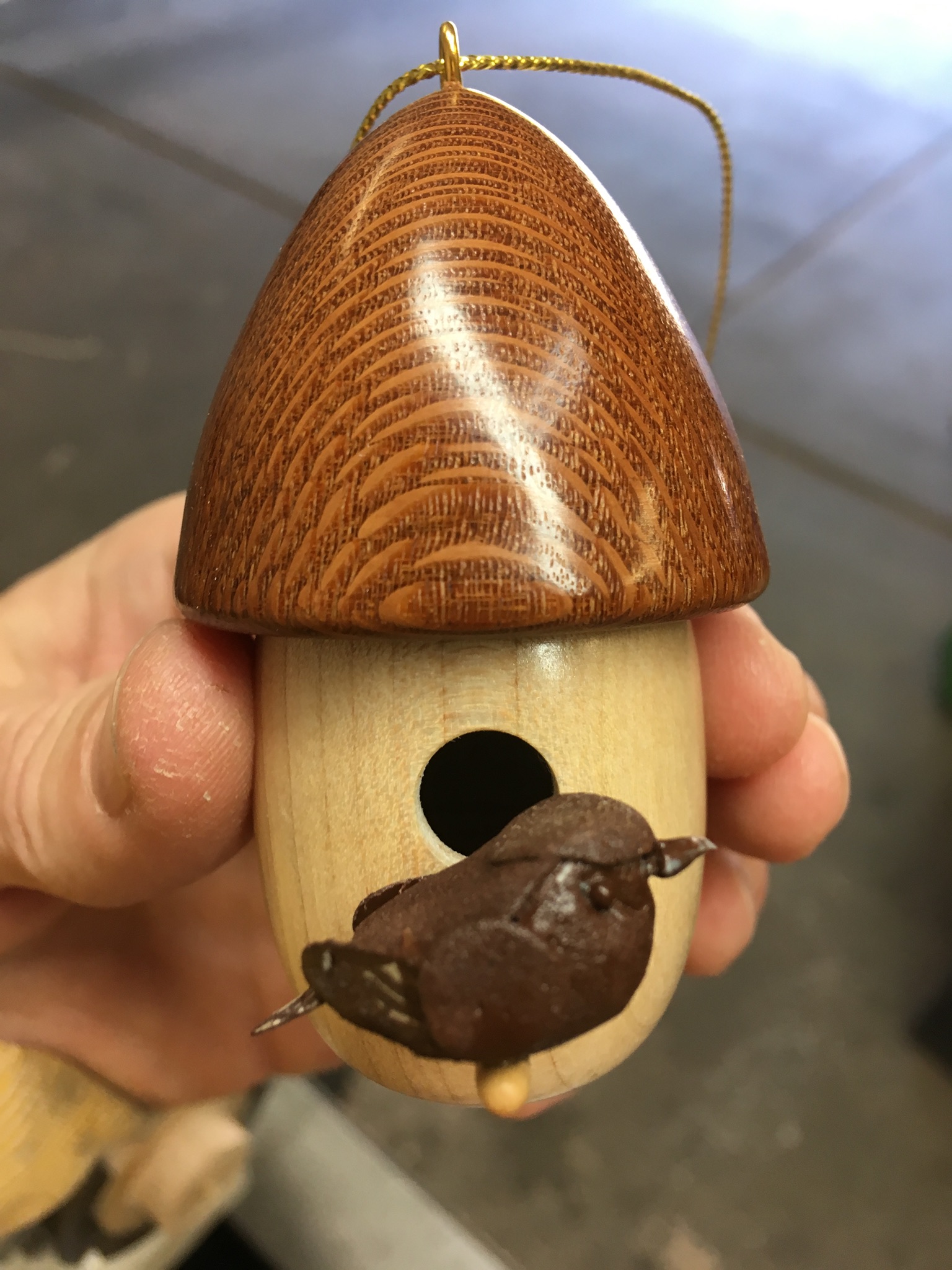 Maple/Leopardwood birdhouse ornament