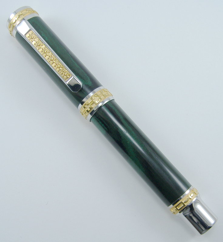 Marbled Green Ebonite on a 22k & Rhodium Emperor