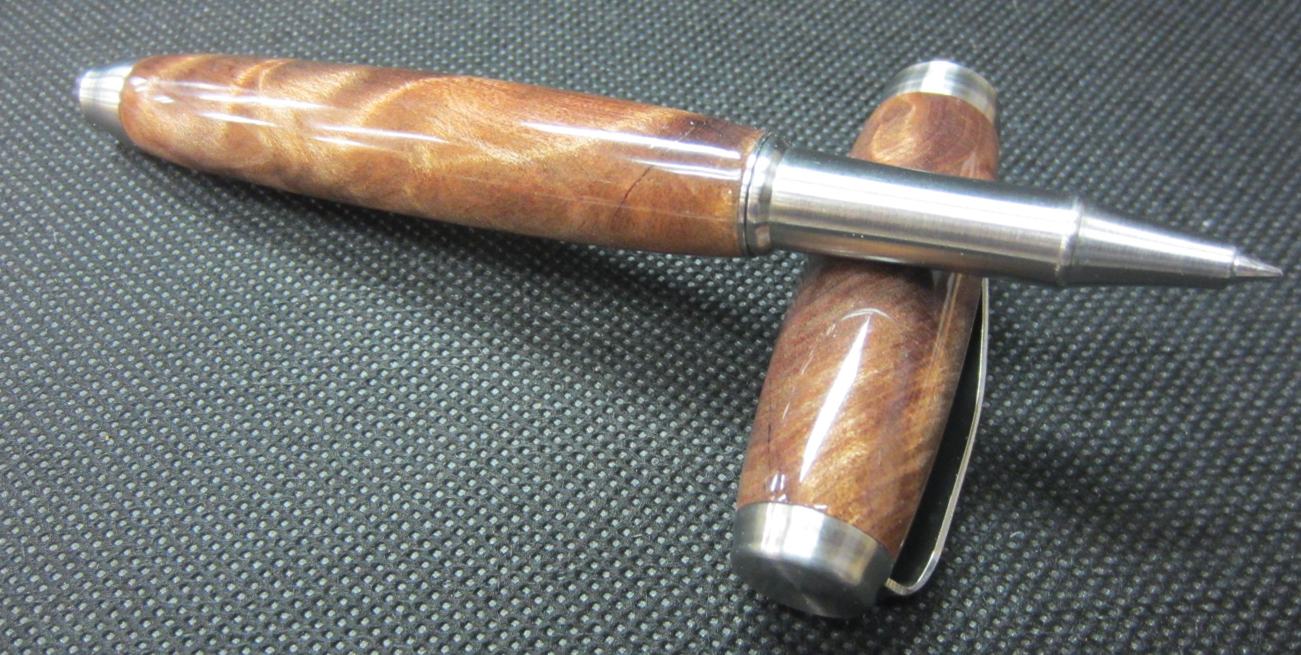 Marksman Nighthawk Brushed S.S. in Stablized Redwood Burl With WTF finish 1