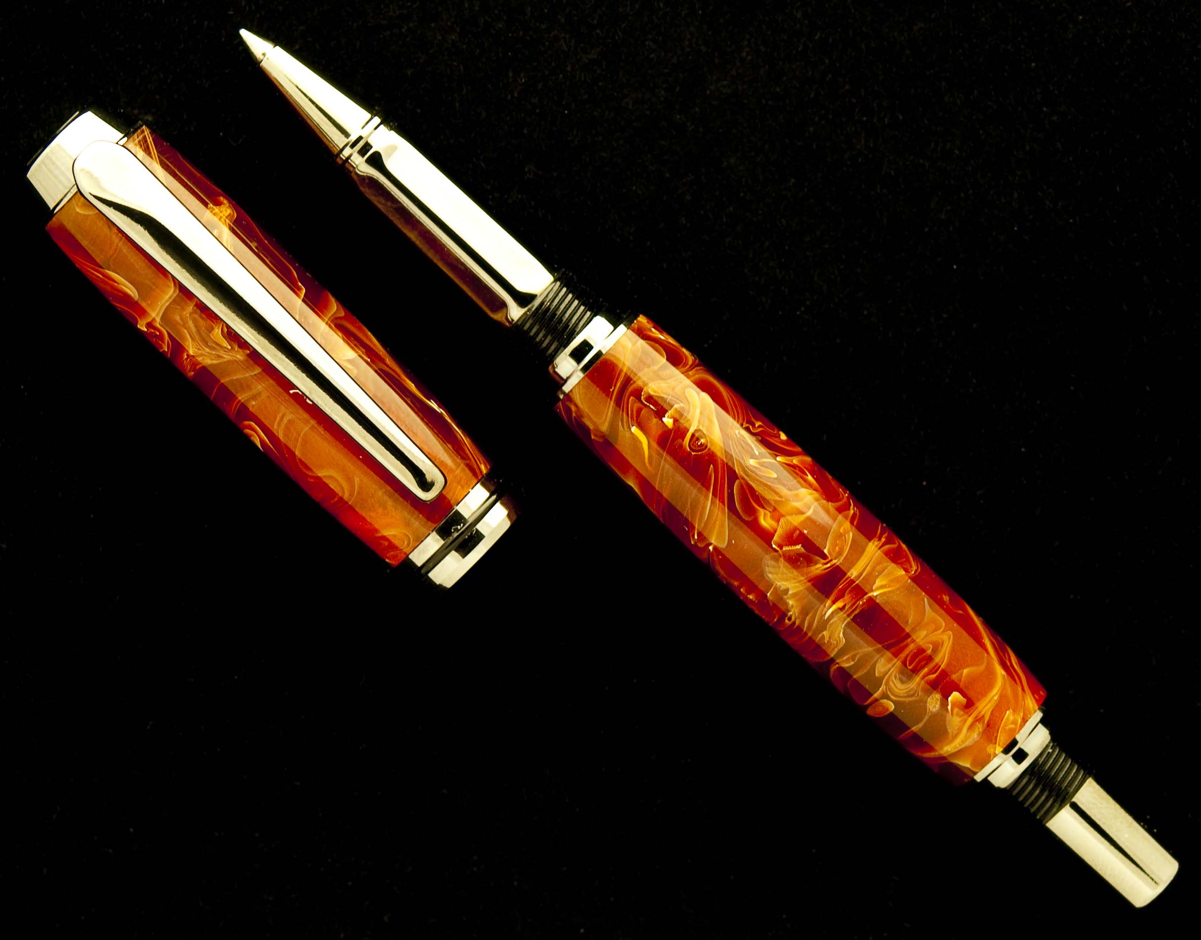 Mexican Agate on Black Titanium Navigator Rollerball