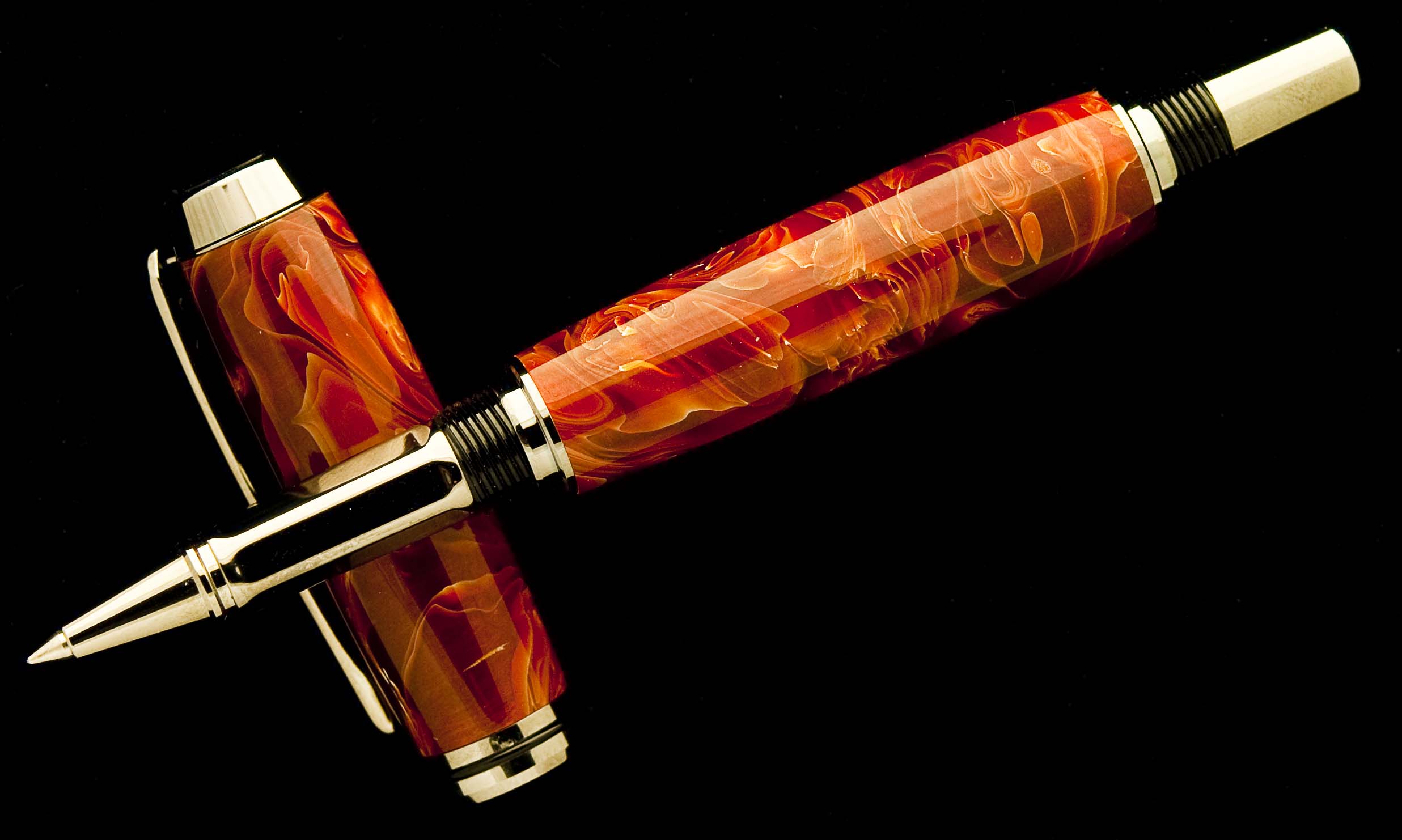 Mexican Agate on Black Titanium Navigator Rollerball