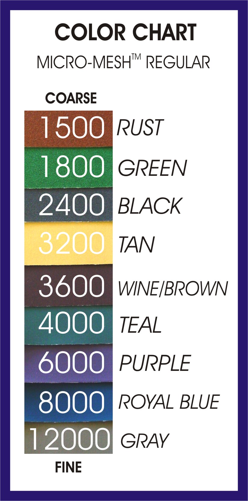 Micro Mesh Color Chart