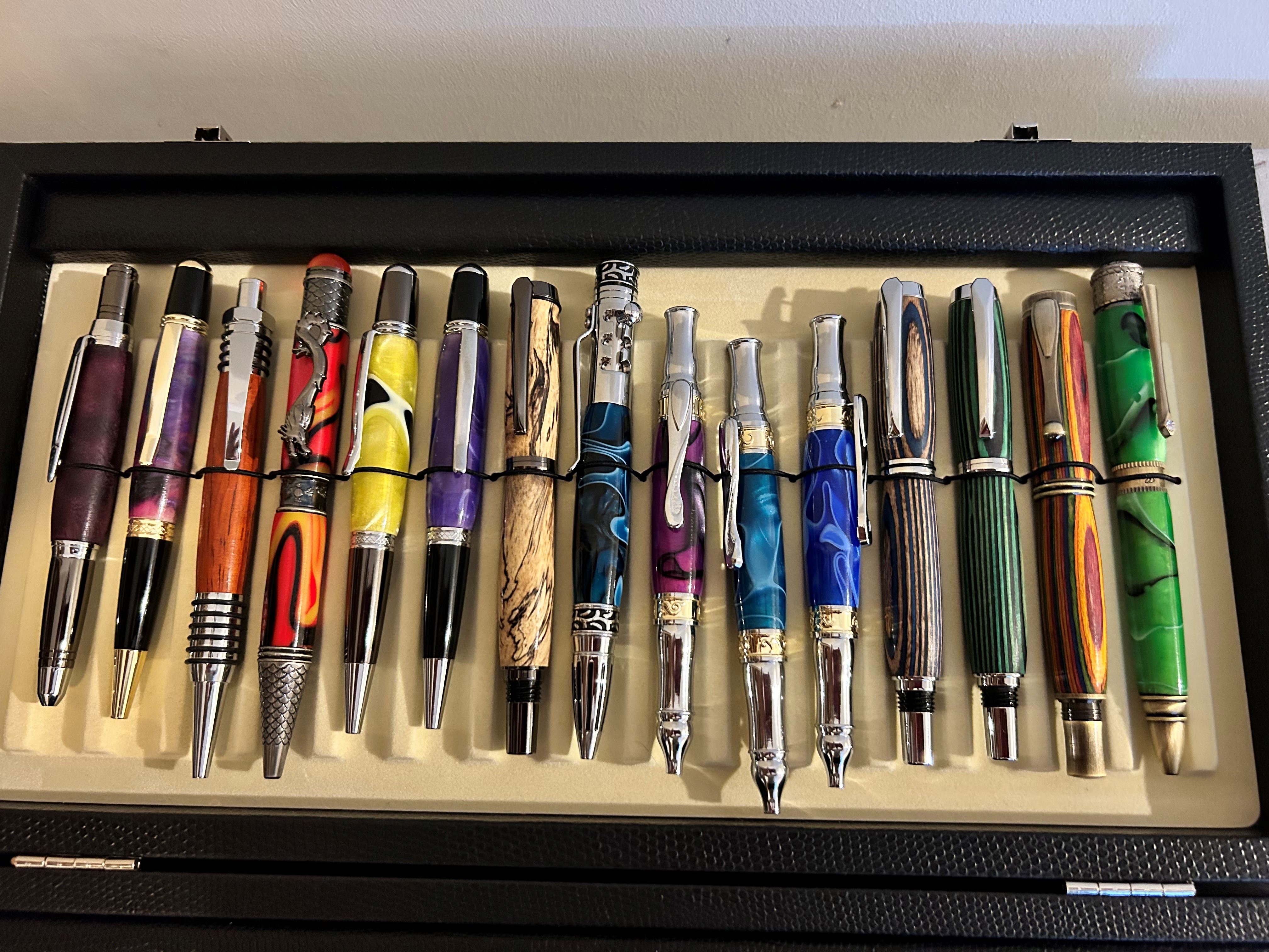mixture of recently turned pens