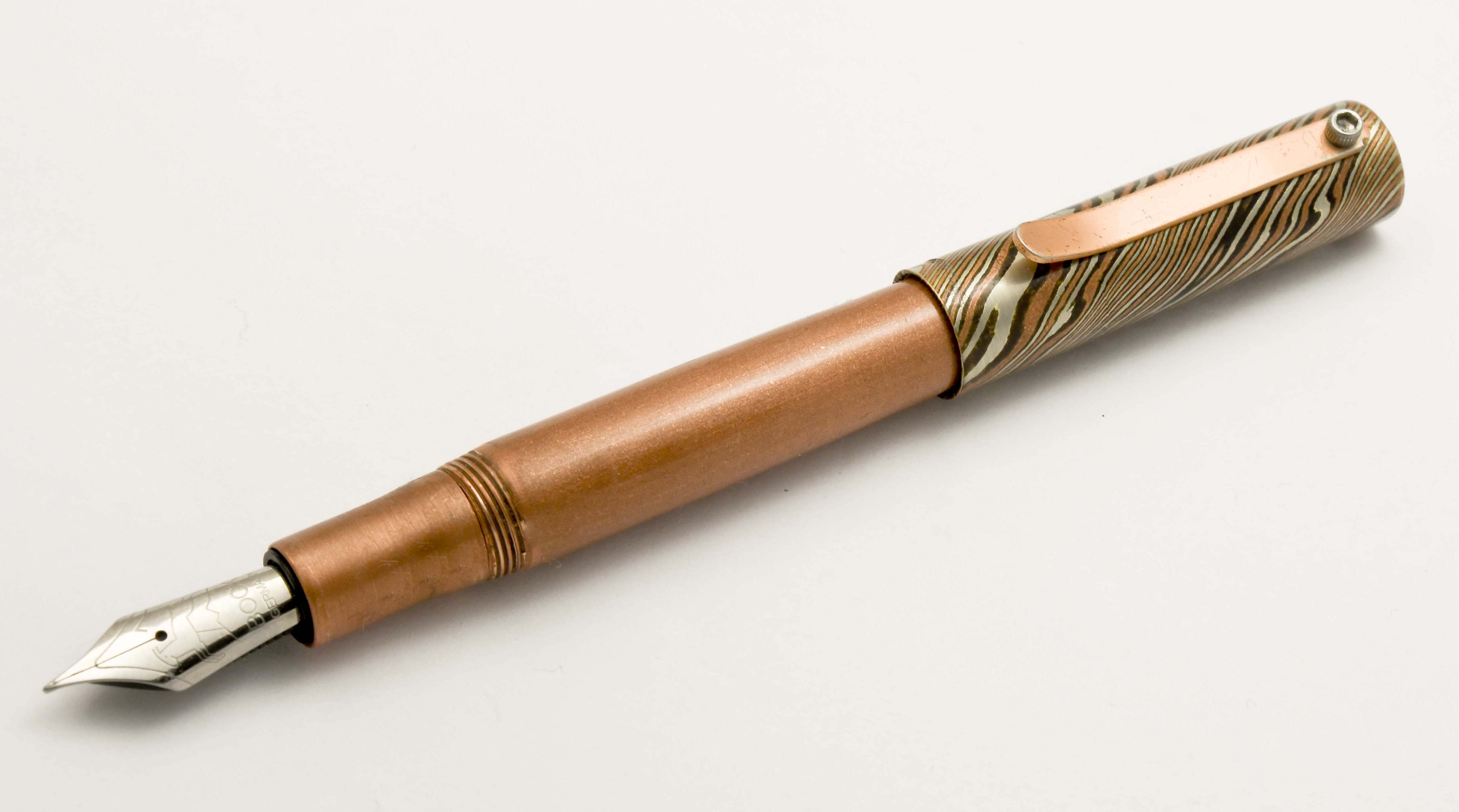 Mokume Gane and Copper Duo Kitless Fountain Pen