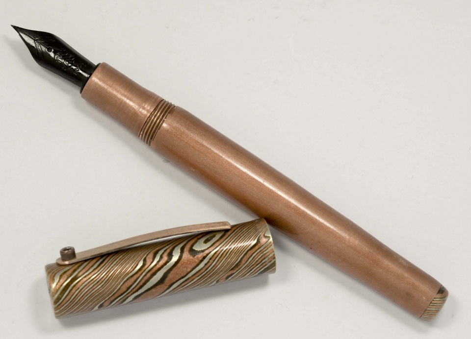 Mokume Gane and Copper Duo Kitless Fountain Pen
