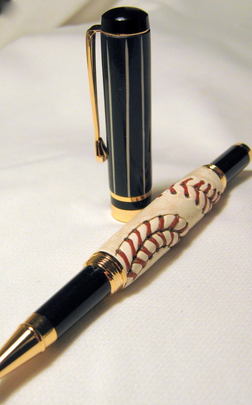 Navy Pinstripe with Baseball Blank