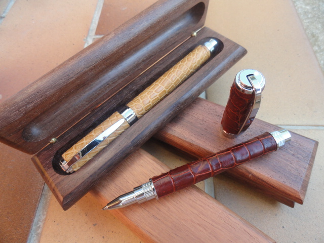 New pen in Crodolie and  shark Leather