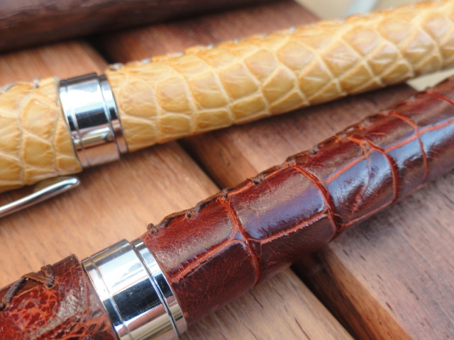 New pen in Crodolie and  shark Leather