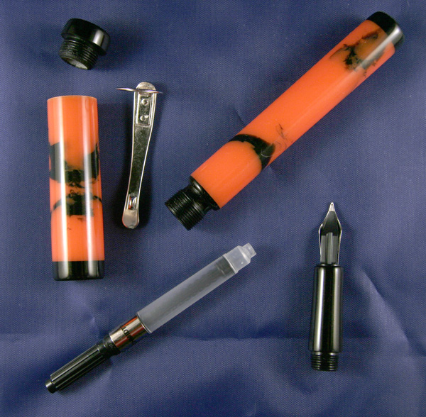 Orange Camo Marble Kitless Fountain Pen 3