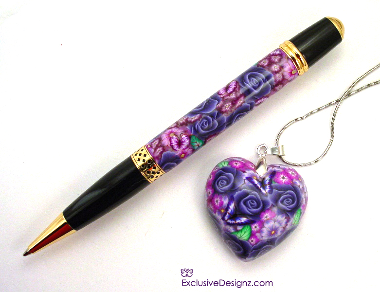 Pen and Heart Pendant Set