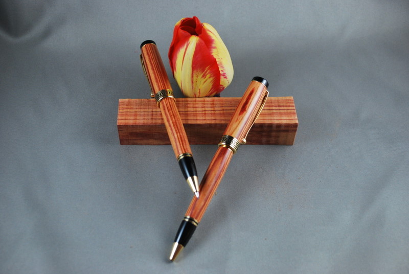 Pen and pencil set; in Tulipwood. By Barbara