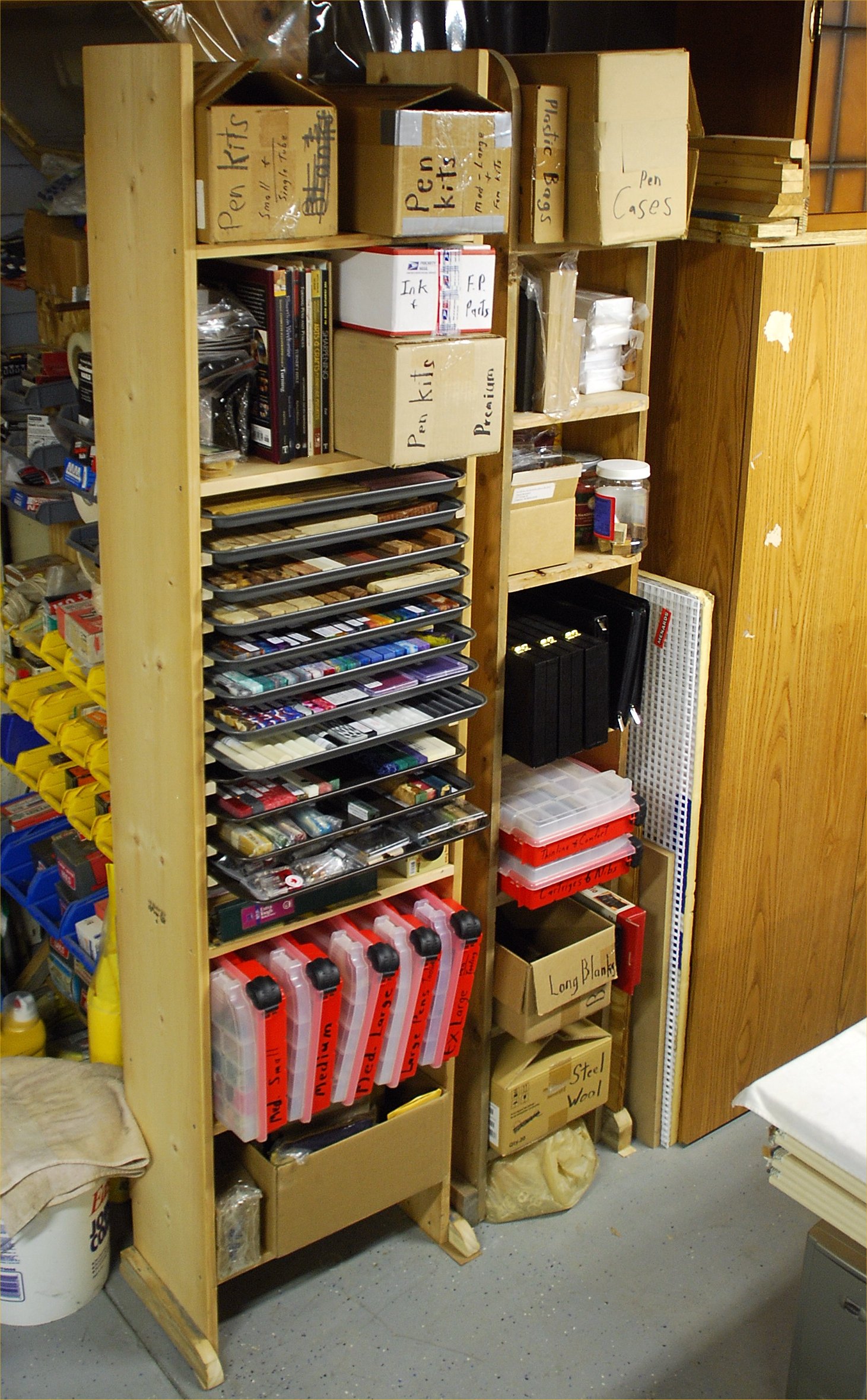 Pen Parts storage and cookie sheets