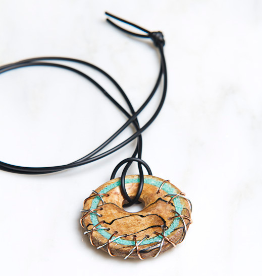 Pendant,   Maple with Turquoise