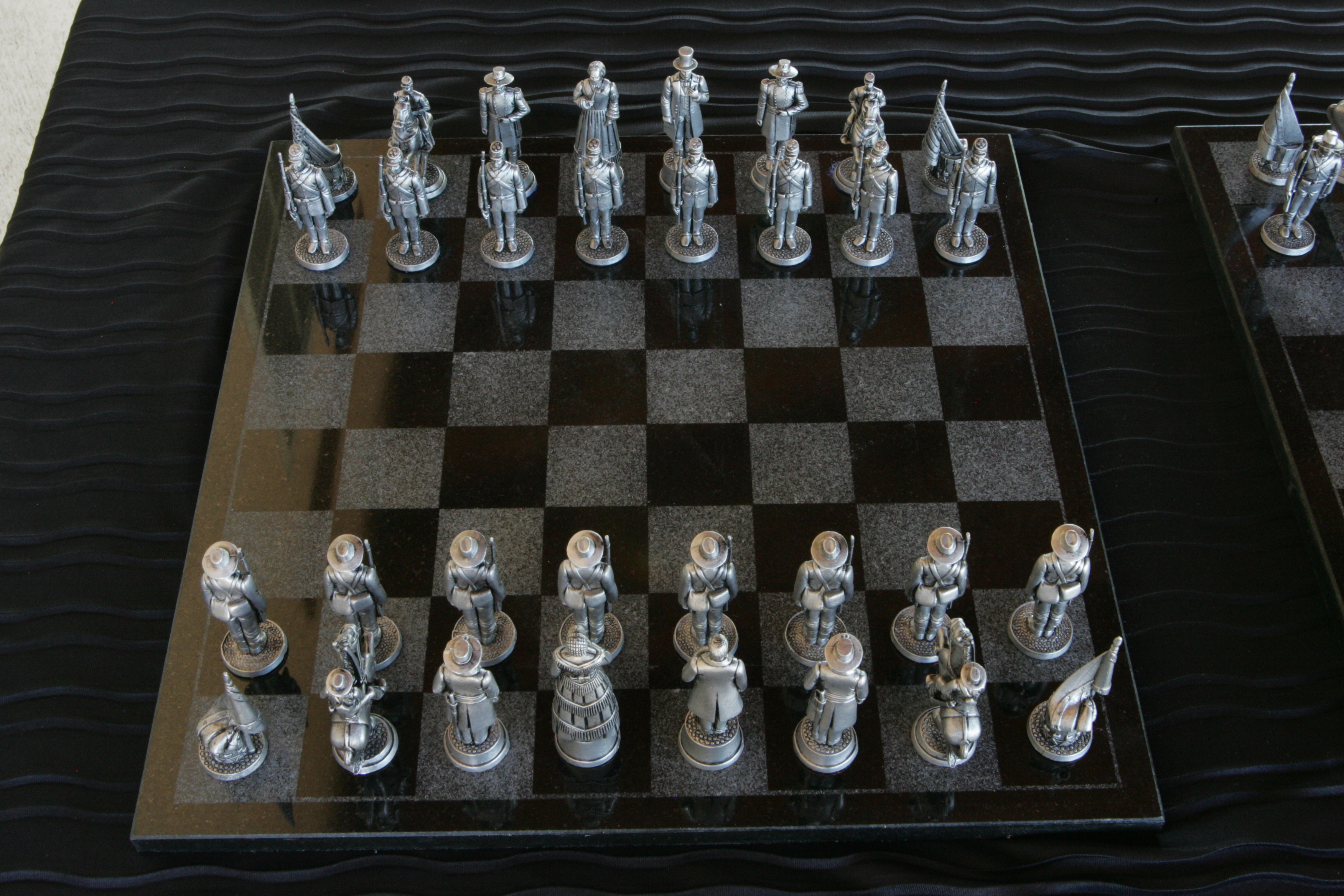 Pewter Civil War Chess Set. 