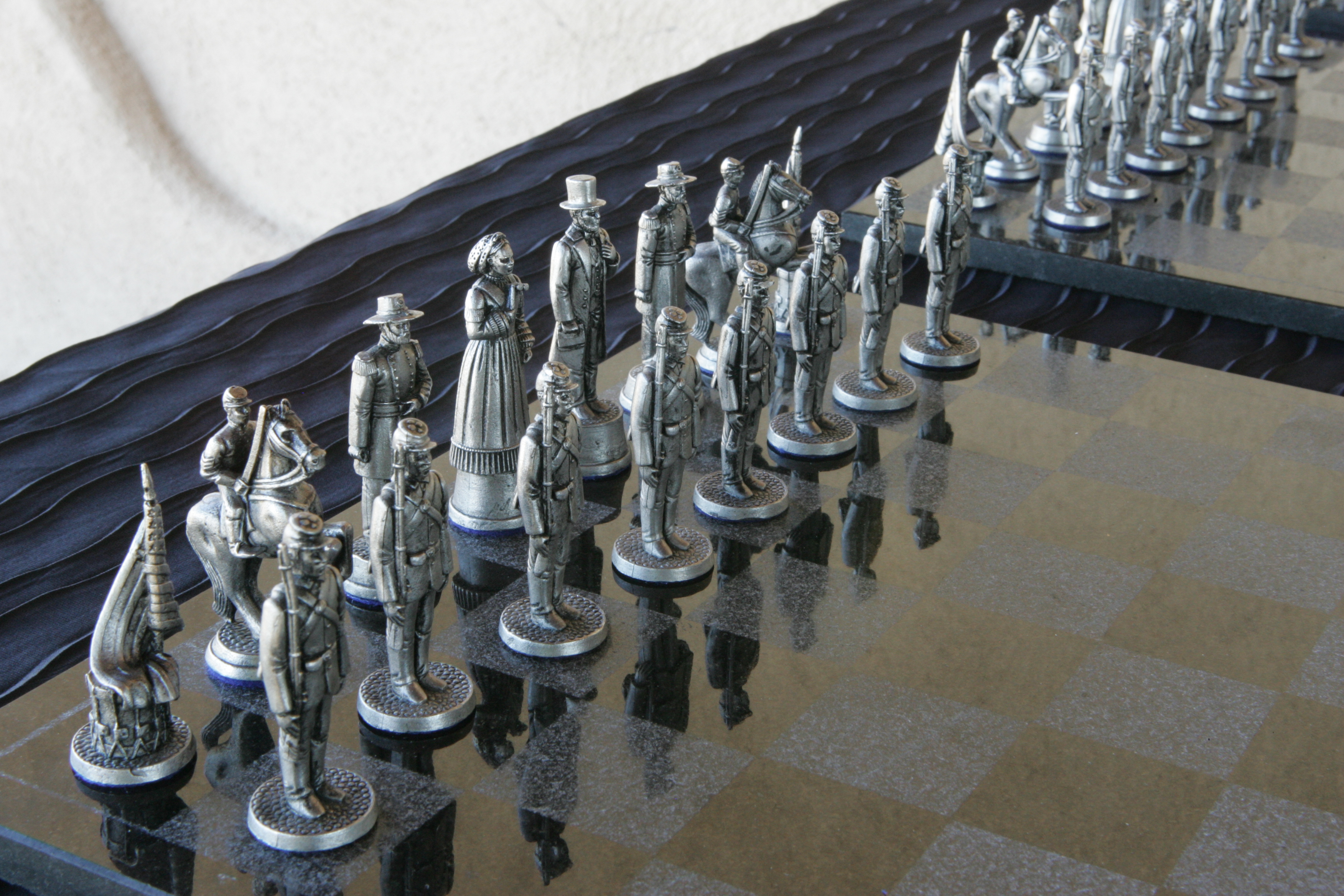 Pewter Civil War Chess Set