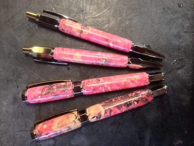 Pink and Black Dyed Buckeye Burl set