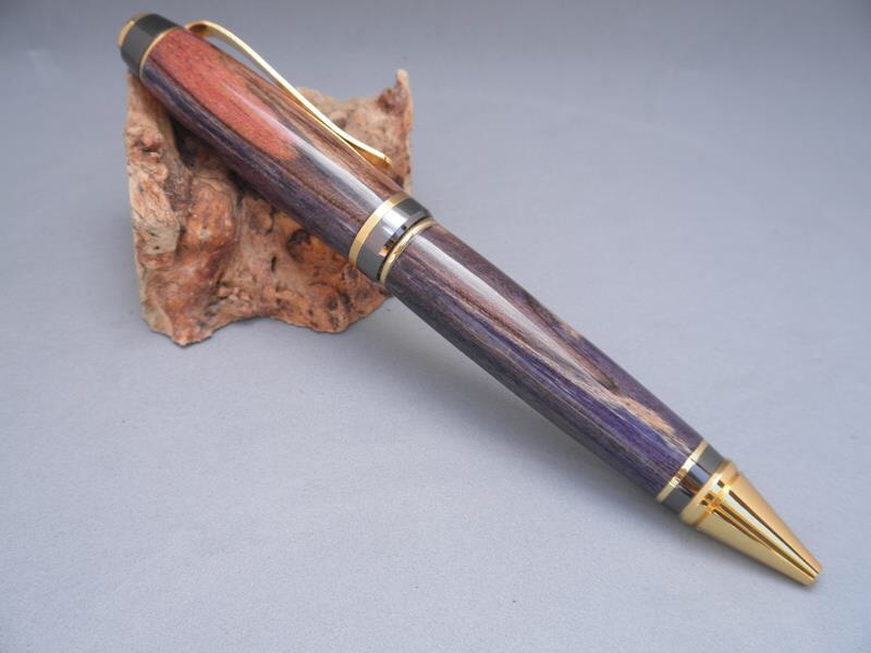 Pink / Purple Spalted Maple on Gold and Gun Metal Cigar