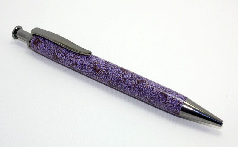 Purple Flowers Polymer Clay Long Click Pen