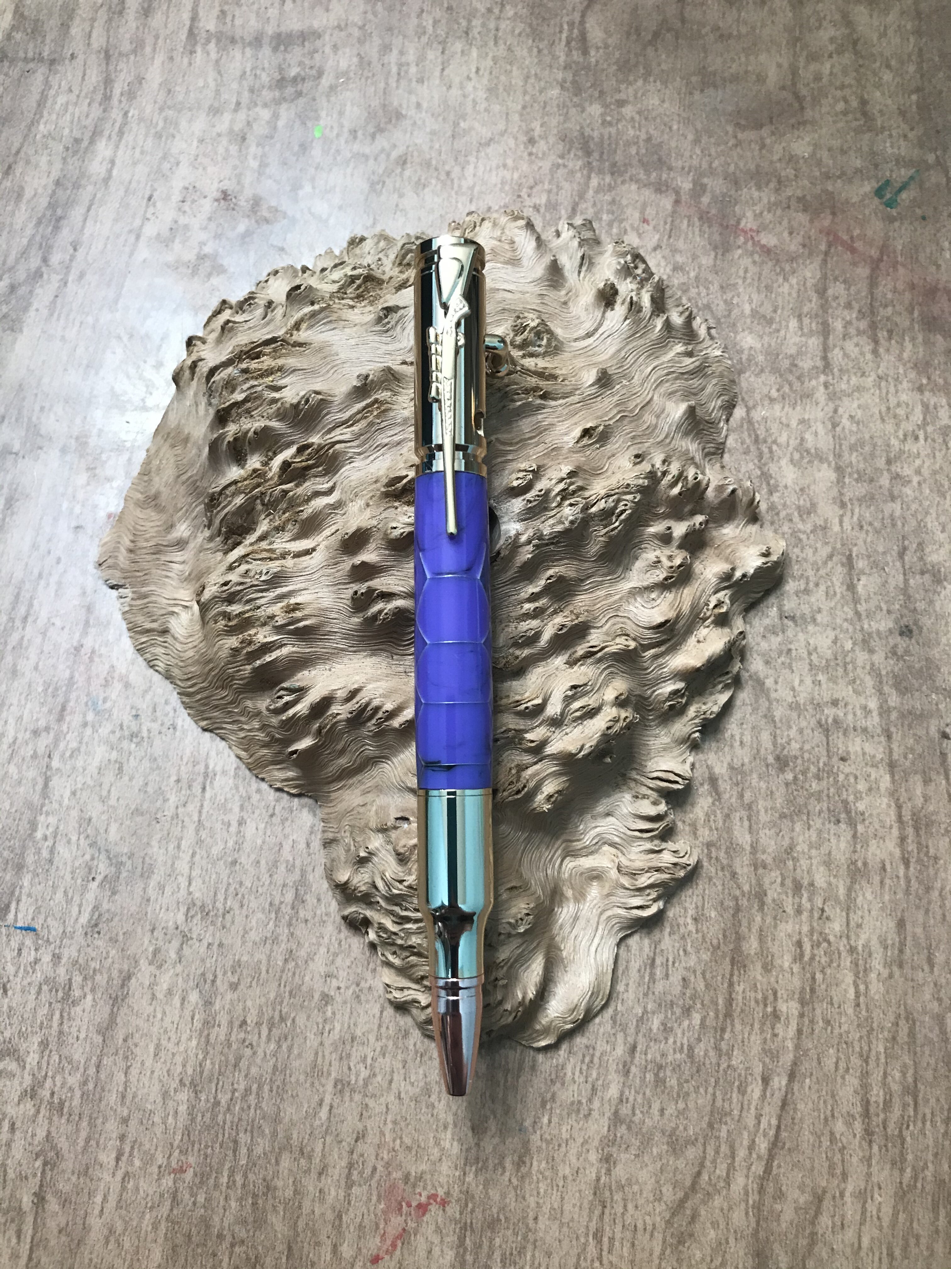 Purple Resin and Honeycomb on a 24K Gold .30 Cal Bullet Bolt Action