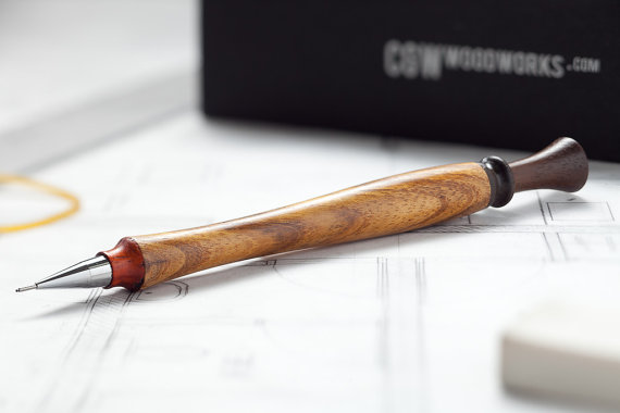 QUOIN - Chinaberry,Rosewood & Bubinga Wood Mechanical Pencil