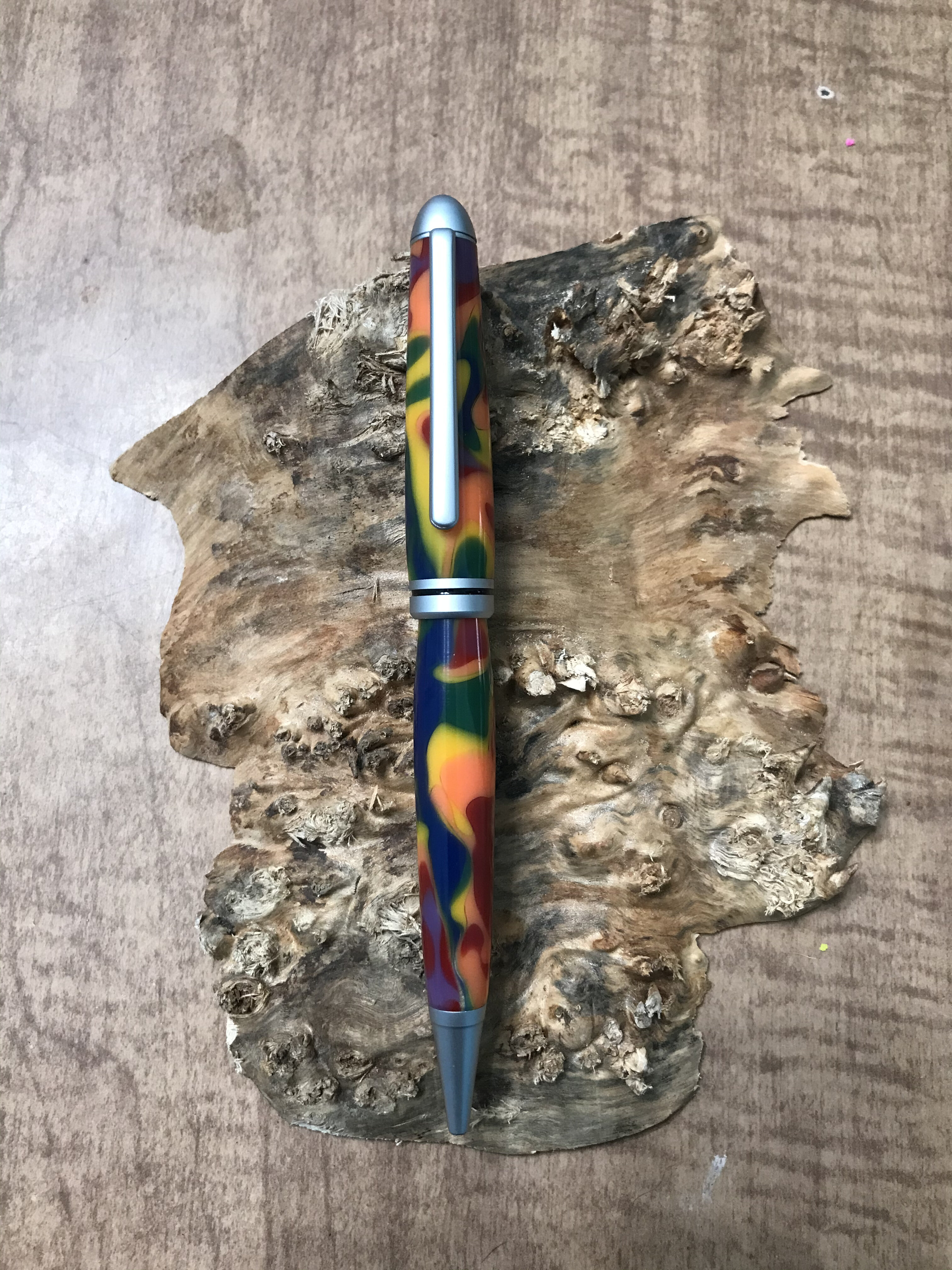 Rainbow Acrylic on a Satin Designer Twist Pen